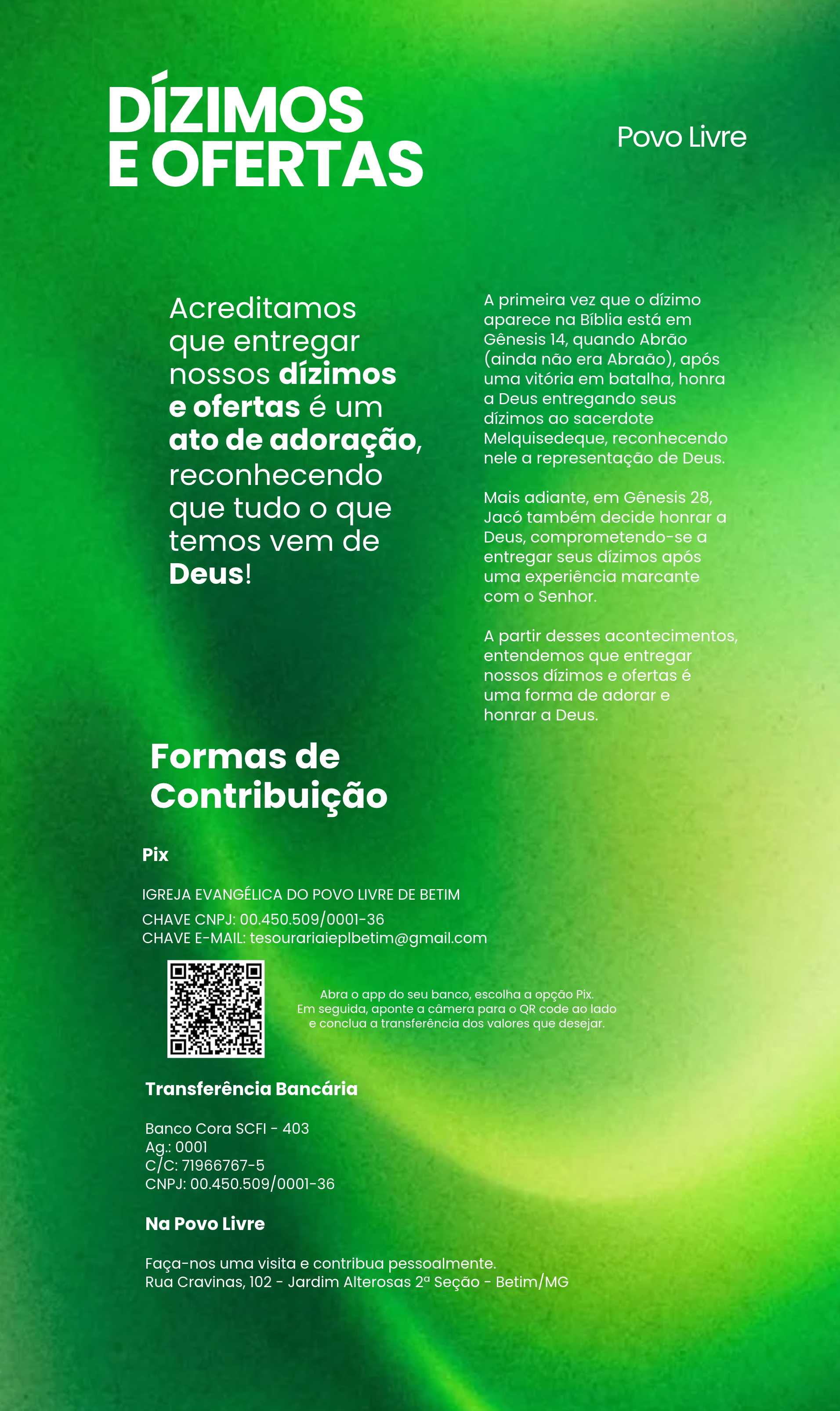 Página de Dízimos e Ofertas - Povo Livre